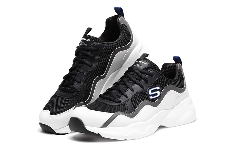 Lookbook Skechers D'Lites 轻盈低帮跑鞋 白色/灰色/黑色 999859-WCC
