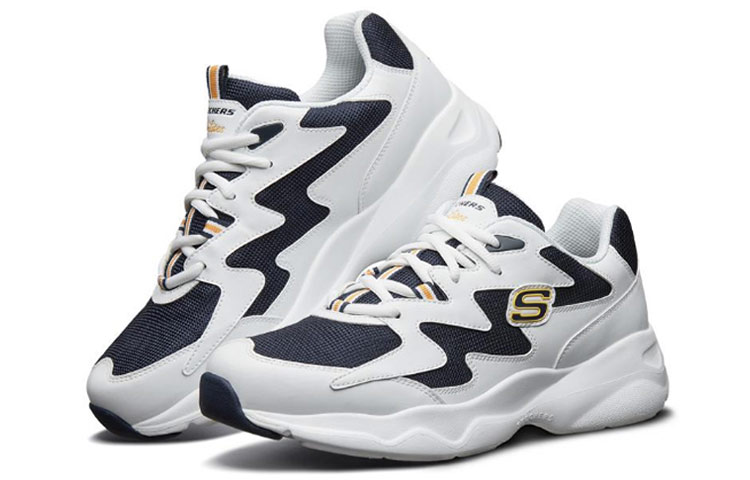 Lookbook Skechers D''Lites Airy Baskets Basses Running Blanc/Bleu 999090-WBLY