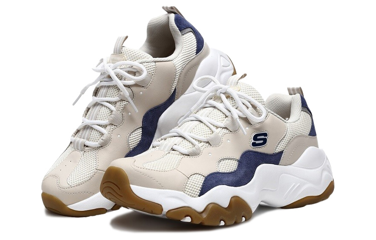 Shop Skechers D'LITES 織物 防滑耐磨 低筒 運動休閒鞋 男款 棕褐色