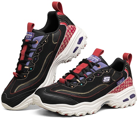 Skechers D lites Low-Top Running Shoes Black 666169-BKMT Shop Skechers D lites Low-Top Running Shoes Black 666169-BKMT