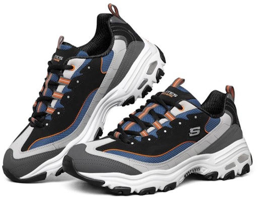 Skechers D‘LITES 厚底 低筒 運動休閒鞋 男款 藍灰 Lookbook Skechers D‘LITES 厚底 低筒 運動休閒鞋 男款 藍灰