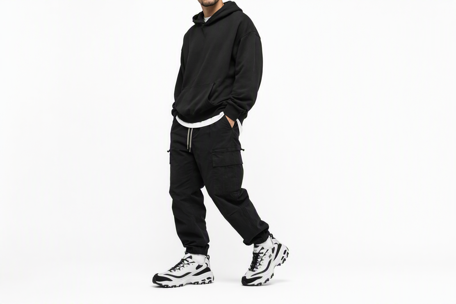 Order スケッチャーズ D'Lites ランニングシューズ 白/黒 52675-WBK