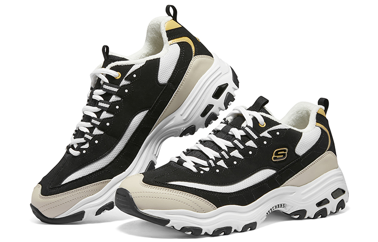 Shop Skechers D'lites Sneakers 'Black Beige White' 894268-BKGD