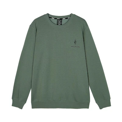 Skechers D'Lites Teal Green Logo Crewneck Fleece Sweatshirt for Men L423M170-035Z