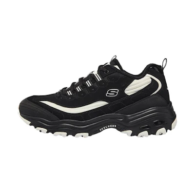 Skechers D'Lites Zip Along Shoes 'Black White'