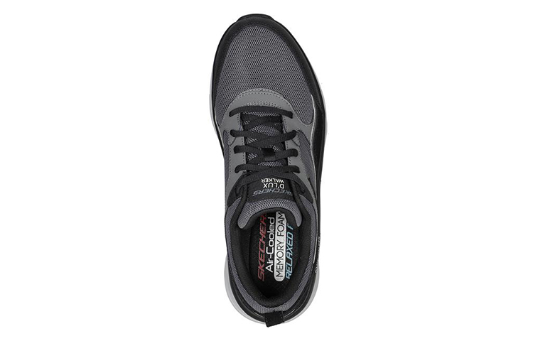 Lookbook Skechers D'Lux Walker 'Negro Gris Carbón' 232363-BKCC