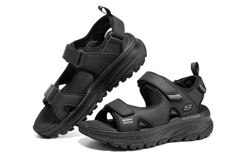 Lookbook Skechers D'Lux Trekker 涼鞋 防滑耐磨 运动涼鞋 男款 全黑色