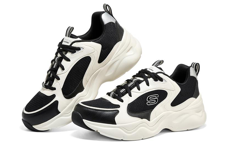 Shop Skechers D‘lites Airy 3.0 時尚復古低筒老爹鞋 黑白
