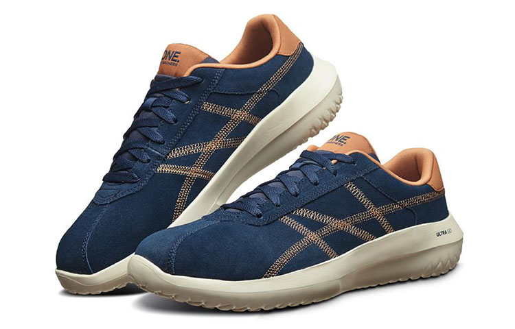 Lookbook Skechers Downtown Ultra 'Biru-Coklat' 18543-NVTN