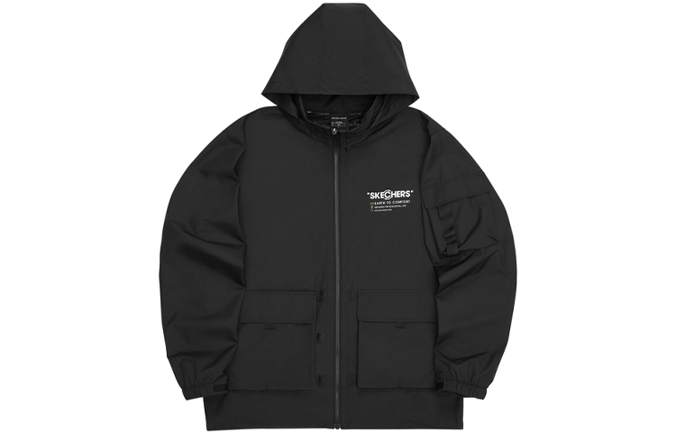 Skechers Eco Series Woven Hooded Logo Outdoor Multi-Pocket Jacket L321M038