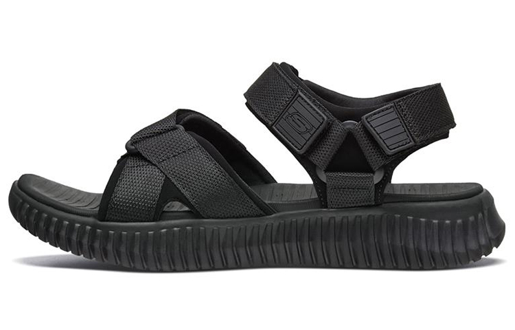 Skechers Elite Flex Velcro Sports Black Sandals 51722-BBK