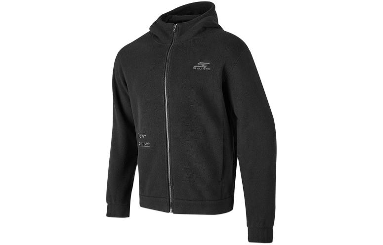 Skechers Embroidered Outdoor Fleece Hoodie Jacket in Charcoal Black P423M069-0018