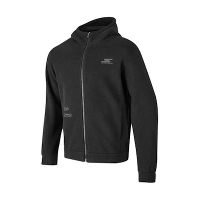 Skechers Embroidered Outdoor Fleece Hoodie Jacket in Charcoal Black P423M069-0018