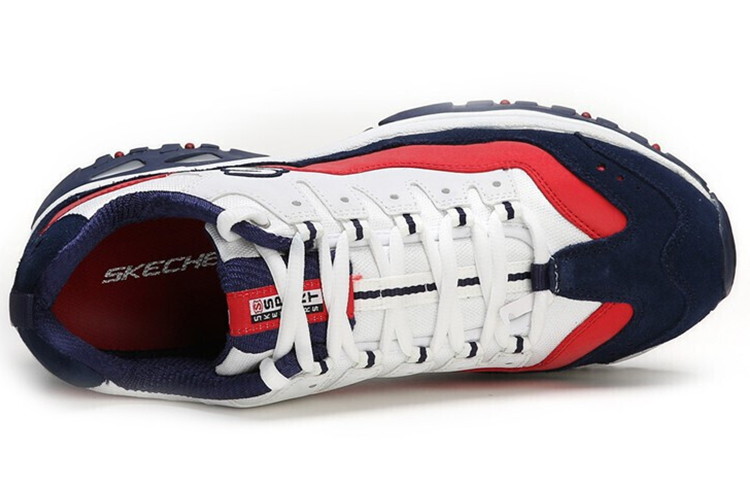 Shop Skechers Energy 時尚增高老爹鞋 藍紅色