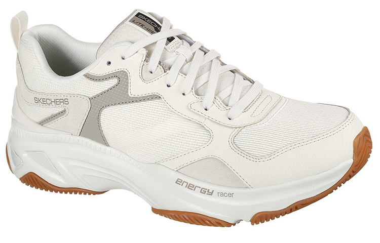 Lookbook Skechers Energy Racer 'Keselesaan Tapak Tebal Retro Putih' 237128-WHT