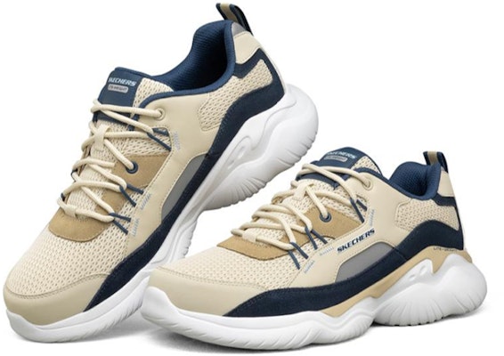 Skechers Falcore 耐磨 低筒 跑步鞋 男款 米白藍 Lookbook Skechers Falcore 耐磨 低筒 跑步鞋 男款 米白藍