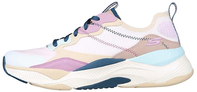Skechers 時尚撞色拼接網面 透氣運動休閒鞋 白紫 Buy Skechers 時尚撞色拼接網面 透氣運動休閒鞋 白紫