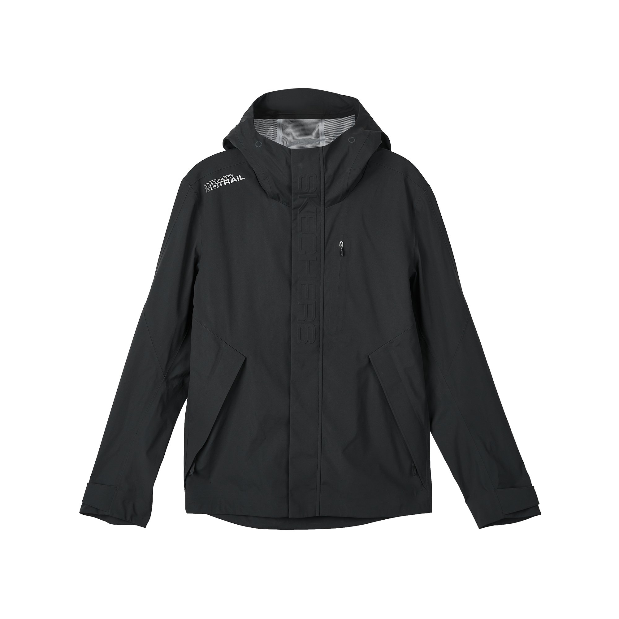 Skechers Fashion Letter Print Hooded Woven Jacket in Midnight Black L323M128-03B6