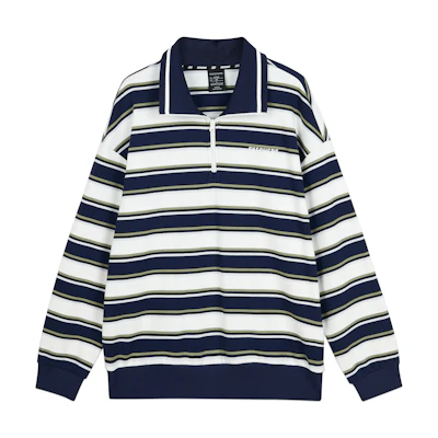 Skechers Fashion Striped Knit Pullover Half-Zip Sweatshirt Navy/White Unisex L323U091-03UB