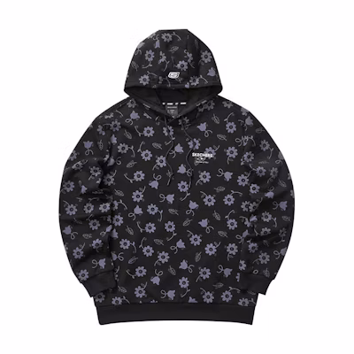 Skechers Floral Print Unisex Pullover Hoodie Black L321U180