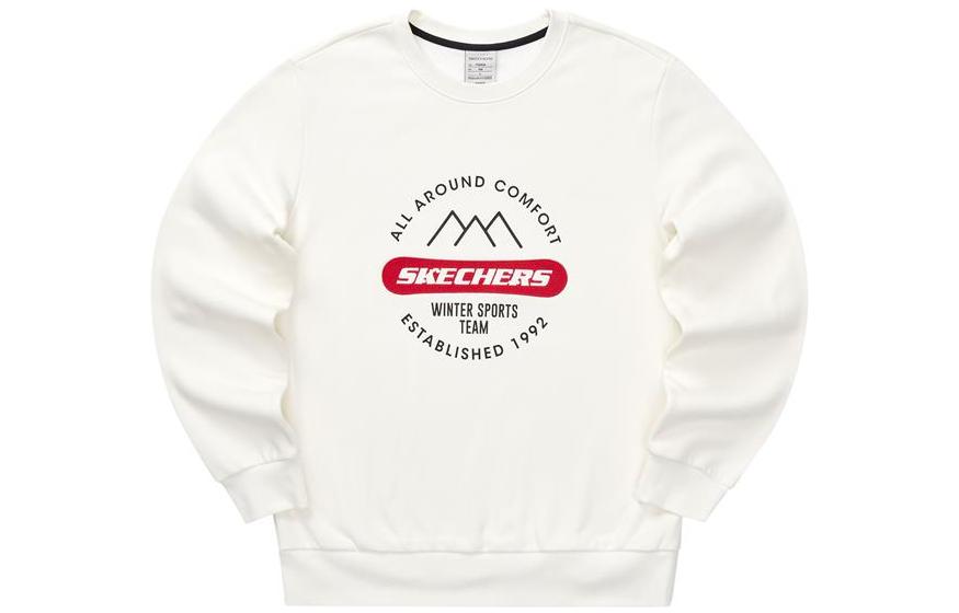 Skechers FW22 White Printed Crewneck Long-Sleeve Sweatshirt L422M094