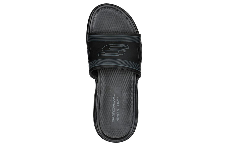 Shop 斯凯奇 Glide-Step 黑色舒适防滑拖鞋 237381-BLK