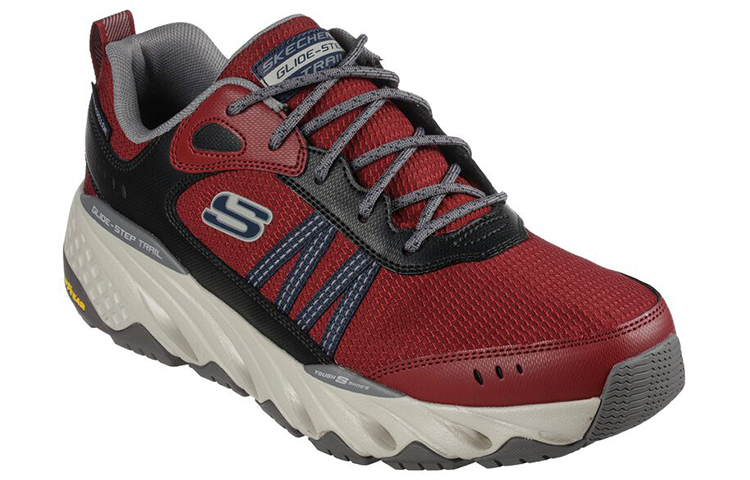Lookbook Skechers Glide-Step Trail 'Merah Hitam Pejalan Denai' 237256-BURG