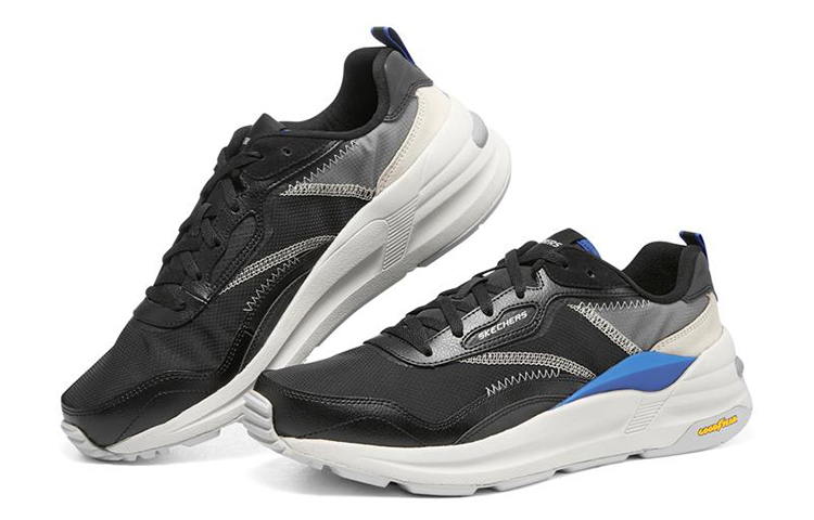 Lookbook スケチャーズ グローバルジョガー 黒灰青 (Sukechāzu Gurōbaru Jogā Kuro Hai Ao) 894122-BKMT