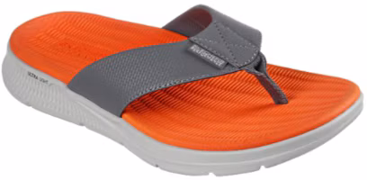Lookbook Skechers Go Consistent 休閒舒適人字拖鞋 灰橙