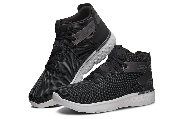 Lookbook Skechers Go Run 400 'Hitam Abu High-Top' Sneakers 661021-BKCC