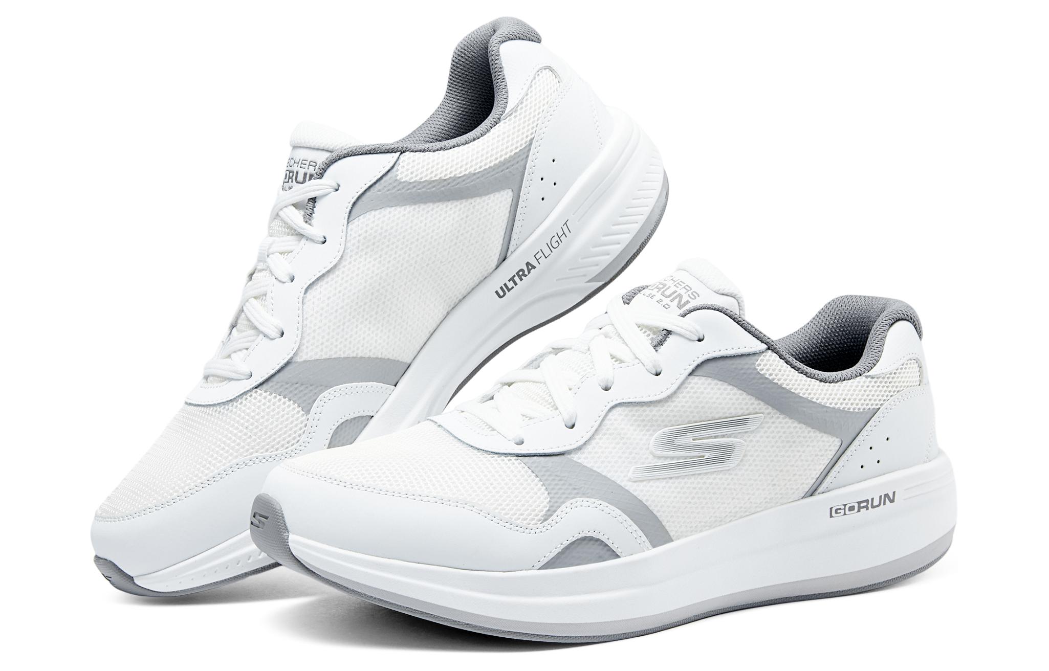 Shop Skechers Go Run Pulse 軟底舒適 減震耐磨 低筒 跑步鞋 男款 白色灰色