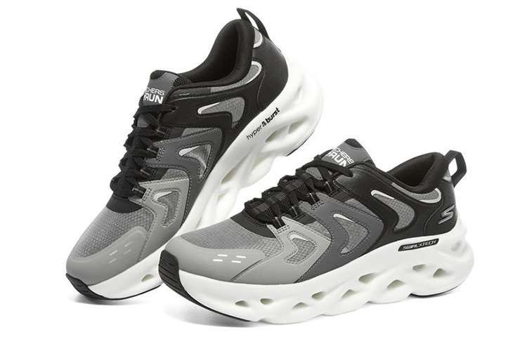 Lookbook Skechers Go Run Swirl Tech Glide-Step Hyper Burst ''Zwart Grijs Wit'' 220301-BKW