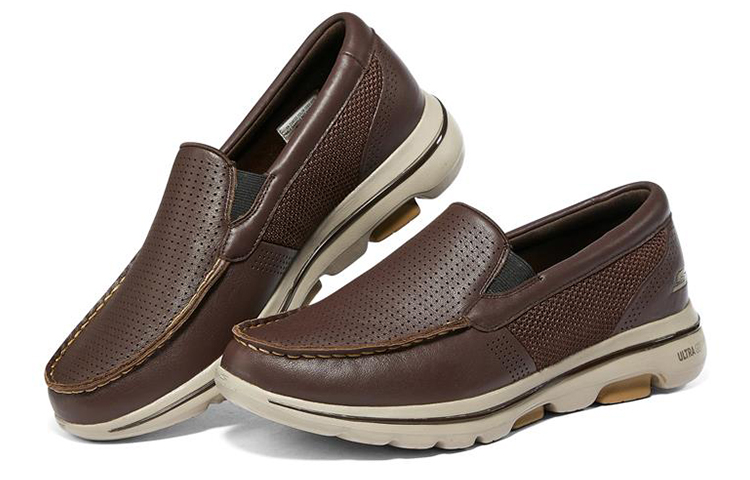 Lookbook Skechers Go Walk 5 'Brown Leather' 216023-BRN