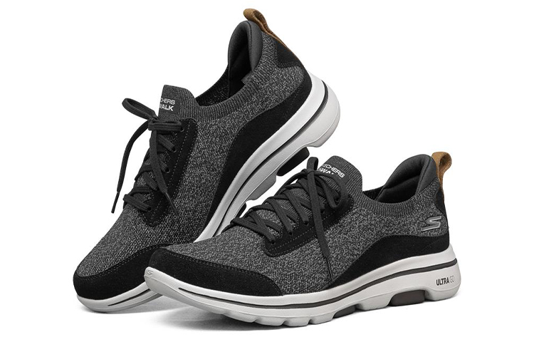 Lookbook Skechers Go Walk 5 Low-Top ''Nero Grigio Marrone'' 216044-BKGY