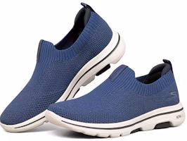Lookbook Skechers Go Walk 5 透氣舒適 慵懶運動休閒鞋 藍