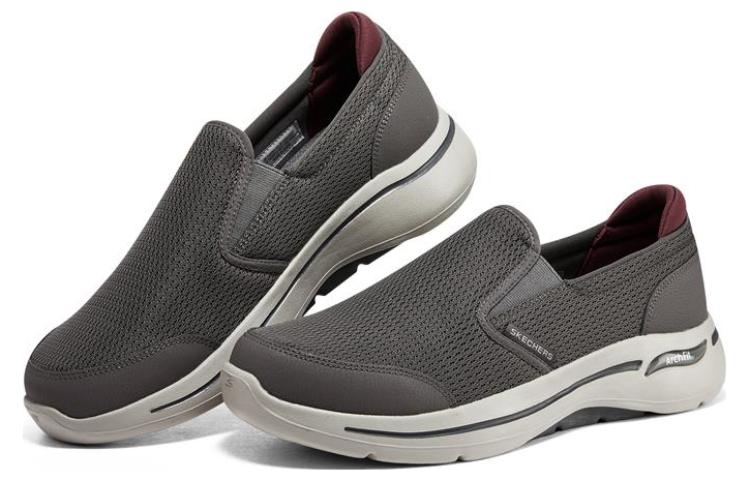 Lookbook Skechers Go Walk Arch Fit 柔軟舒適 緩震 防滑耐磨 低筒 運動休閒鞋 男款 栗色