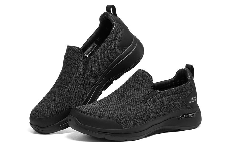 Lookbook Skechers Go Walk Arch Fit 防滑透氣 一腳蹬運動休閒鞋 黑色
