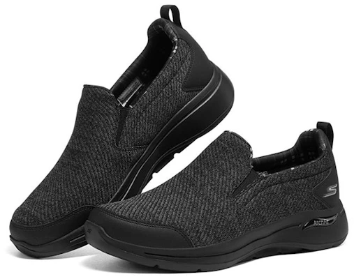 Skechers Go Walk Arch Fit 防滑透氣 一腳蹬運動休閒鞋 黑色 Lookbook Skechers Go Walk Arch Fit 防滑透氣 一腳蹬運動休閒鞋 黑色