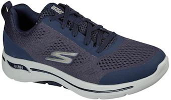 Lookbook Skechers GO WALK Arch Fit 悠閒 防滑通風 低筒 跑步鞋 男款 深藍