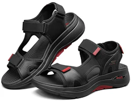 Lookbook Skechers Go Walk Arch Fit Sandale ''Schwarz Rot'' 229021-BKRD