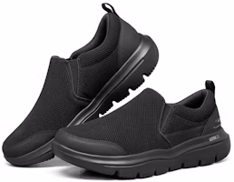 Lookbook Skechers GO Walk Evolution Ultra 輕便透氣 一腳蹬休閒懶人鞋 全黑