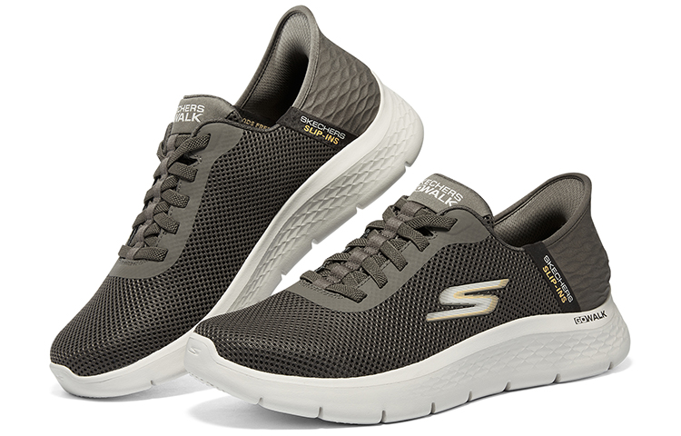 Shop Skechers Go Walk Flex-Hands Up Slip-Ons ''Marrone'' 216496-BRN