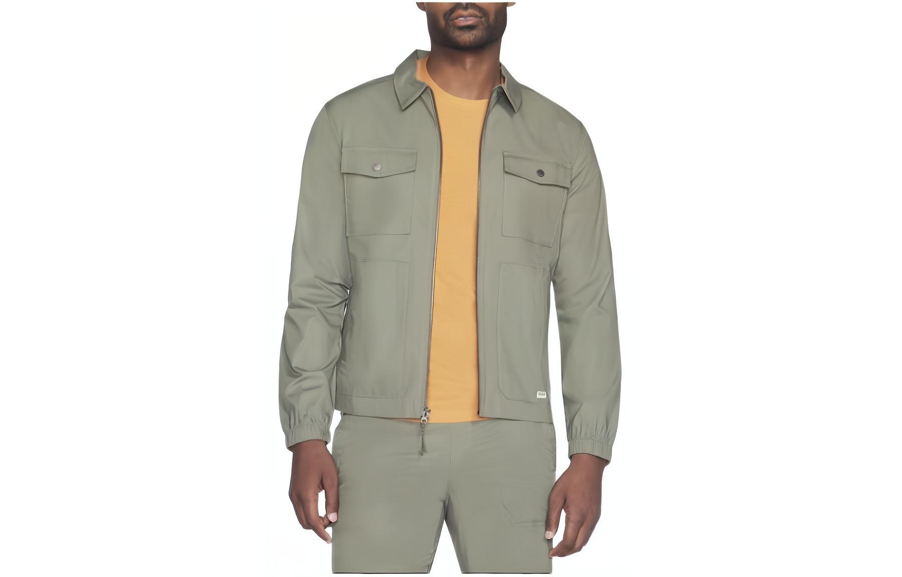 Skechers GO WALK Olive Zip-Up Collared Long-Sleeve Jacket JA49-OLGY