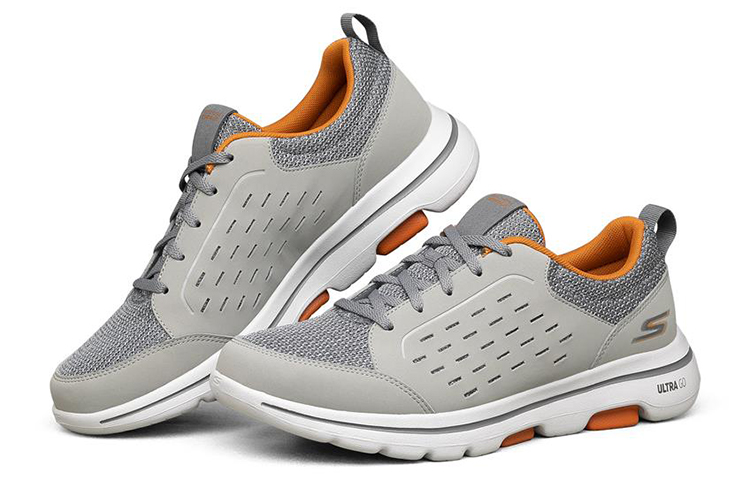Lookbook Skechers Go Walk 復古低筒運動鞋 灰橙色