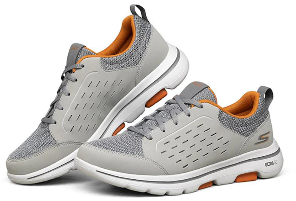Skechers Go Walk 復古低筒運動鞋 灰橙色 Lookbook Skechers Go Walk 復古低筒運動鞋 灰橙色