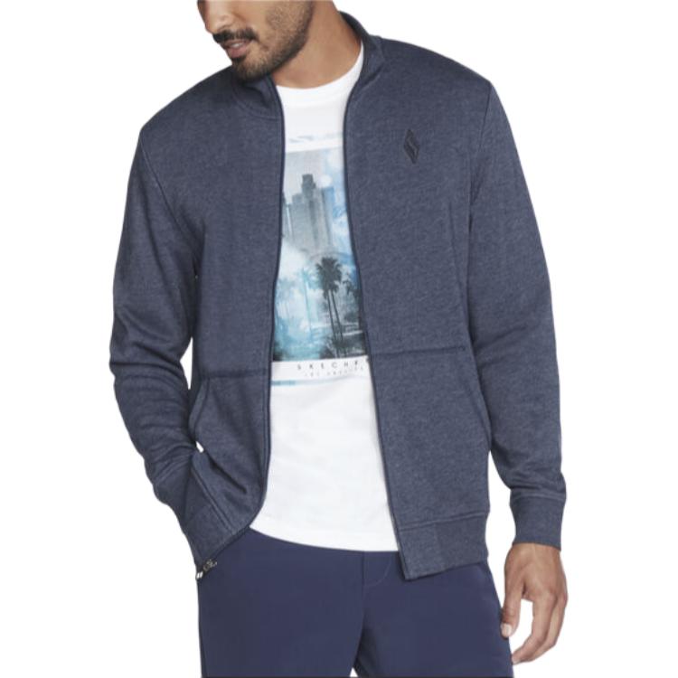 Skechers GO WALK Solid Zip Long Sleeve Jacket Navy Blue M3JA195-NVY