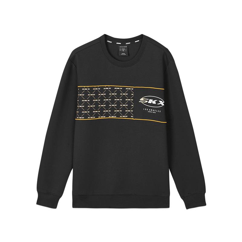 Skechers Gradient Full Logo Print Pullover Crewneck Sweatshirt Black L121M033