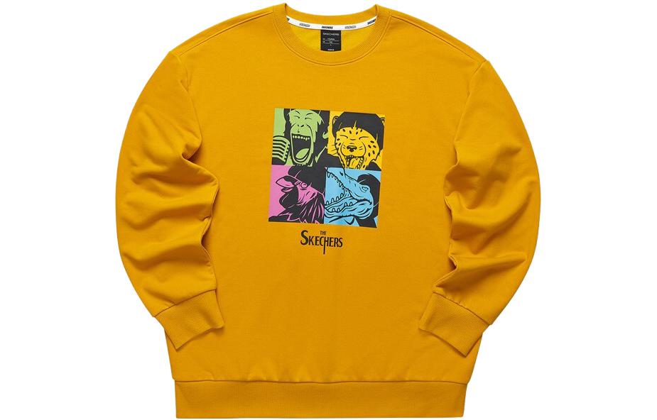 Skechers Graphic Knit Pullover Crewneck Sweatshirt Yellow Gold L421M009-00UV