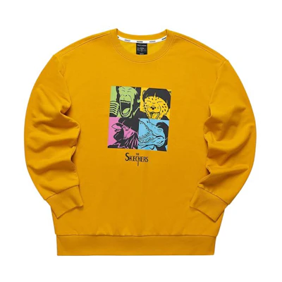Skechers Graphic Knit Pullover Crewneck Sweatshirt Yellow Gold L421M009-00UV