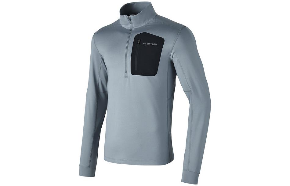 Skechers Half-Zip Colorblock Knitted Pullover Sweatshirt - Ash Gray P124M007-02N6